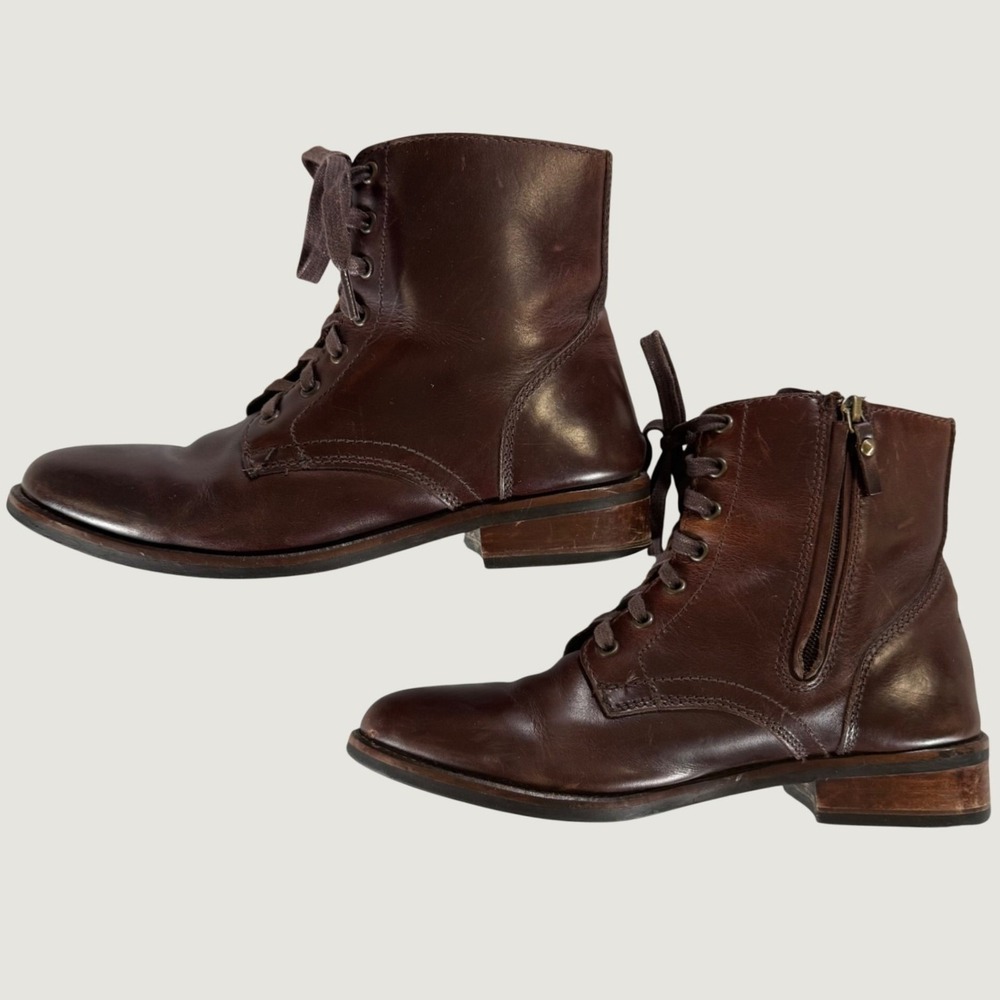 Thursday Boot Company Everyday Brown Leather Ankle Boots Lace Zip Womens 8.5 - Picture 10 of 14